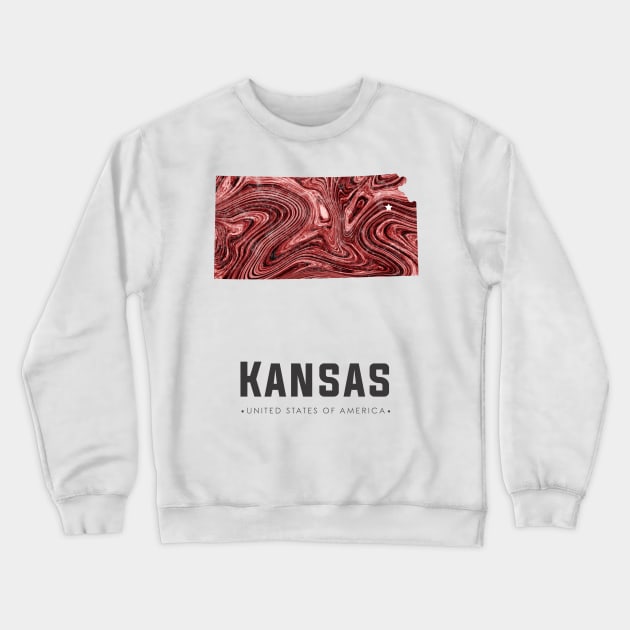 Kansas state map abstract brown Crewneck Sweatshirt by StudioGrafiikka